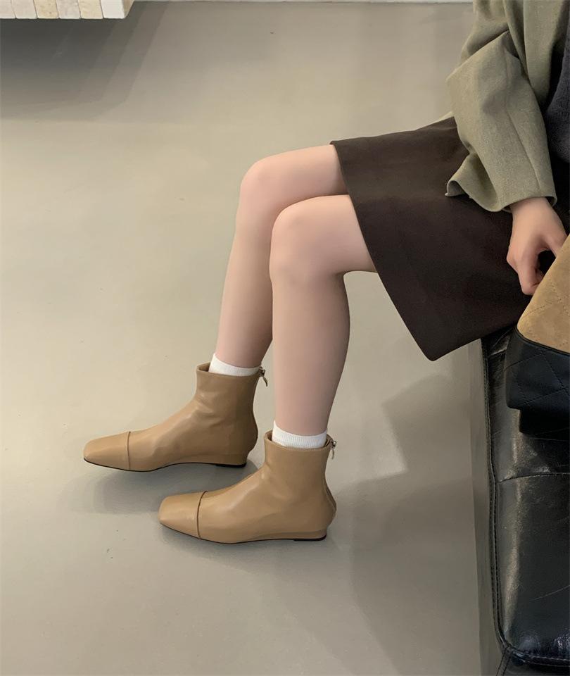 

Versatile back zipper short boots women s 2025 autumn and winter Korean version small ankle boots pointed thin fashion boots low heel thin boots 39