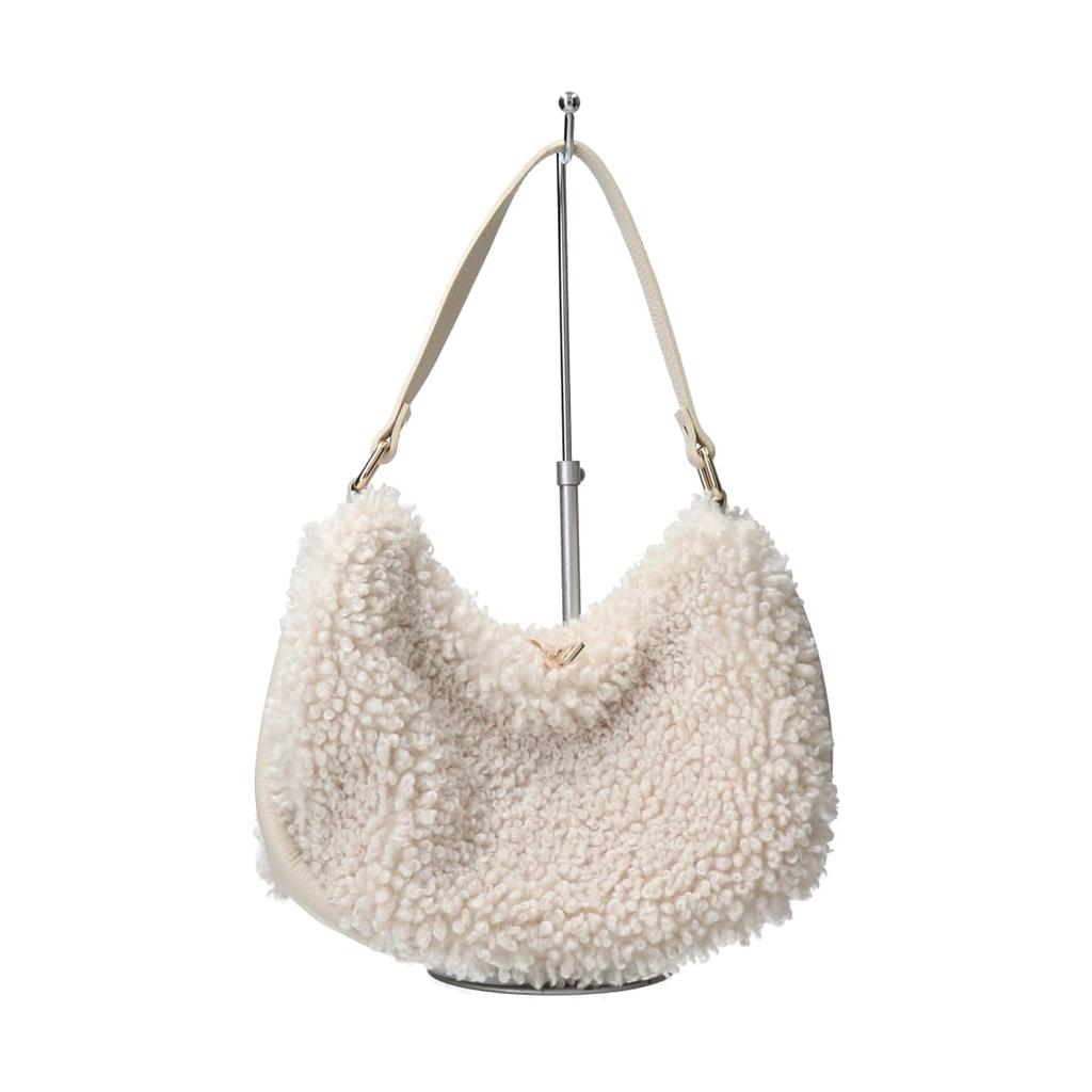 Andrea Cardone Women's Leather Handle Boa Hobo Bag Q46530
