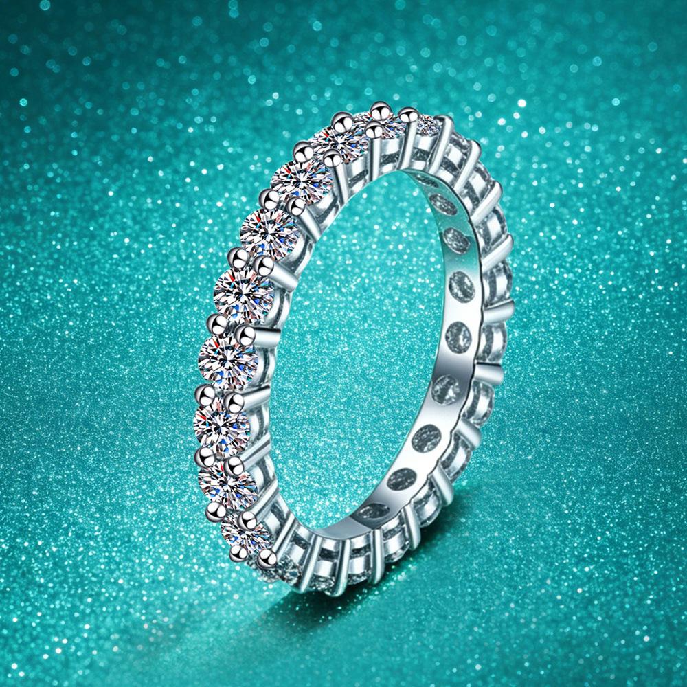 S925 Sterling Silver Moissanite Stackable Ring for Women, 2.2 Carat Platinum-Plated High-End Design