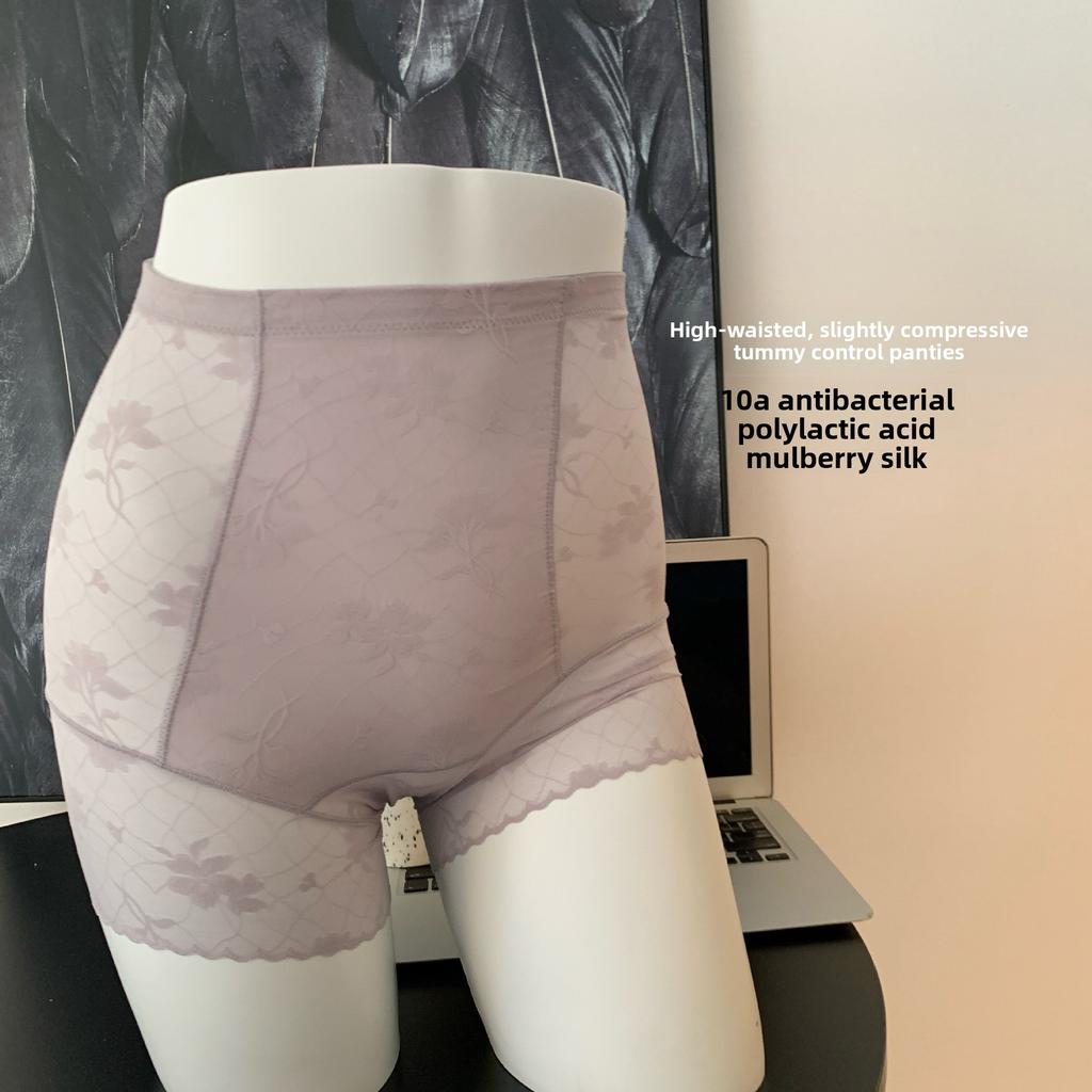 Lady Spring and Autumn Lace Jacquard Heart Hip Antibacterial High Waist Light Belly Flat Angle Underwear