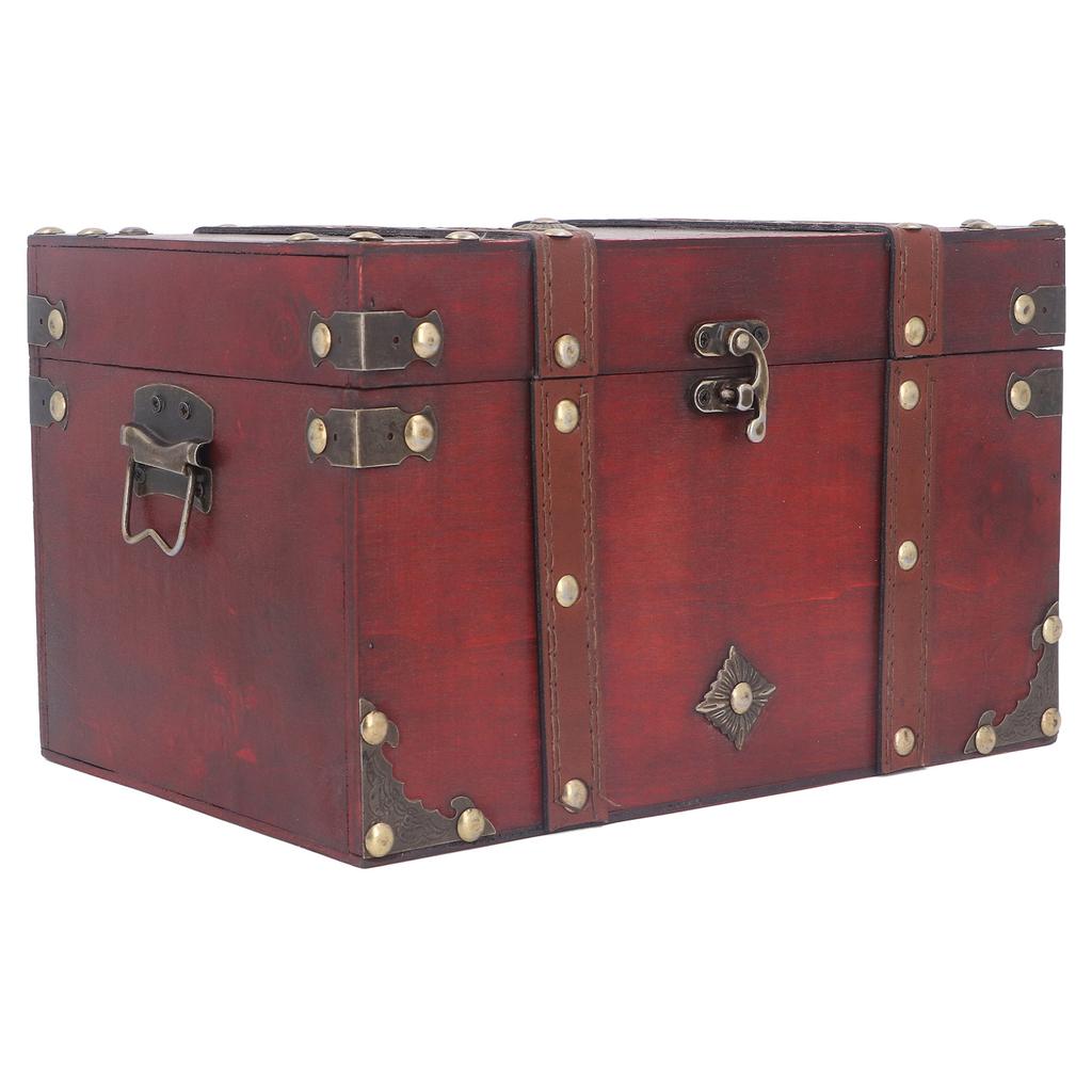 Treasure Chest Storage Box Antique Exquisite Wooden Jewelry Box for Movie Props Window Display