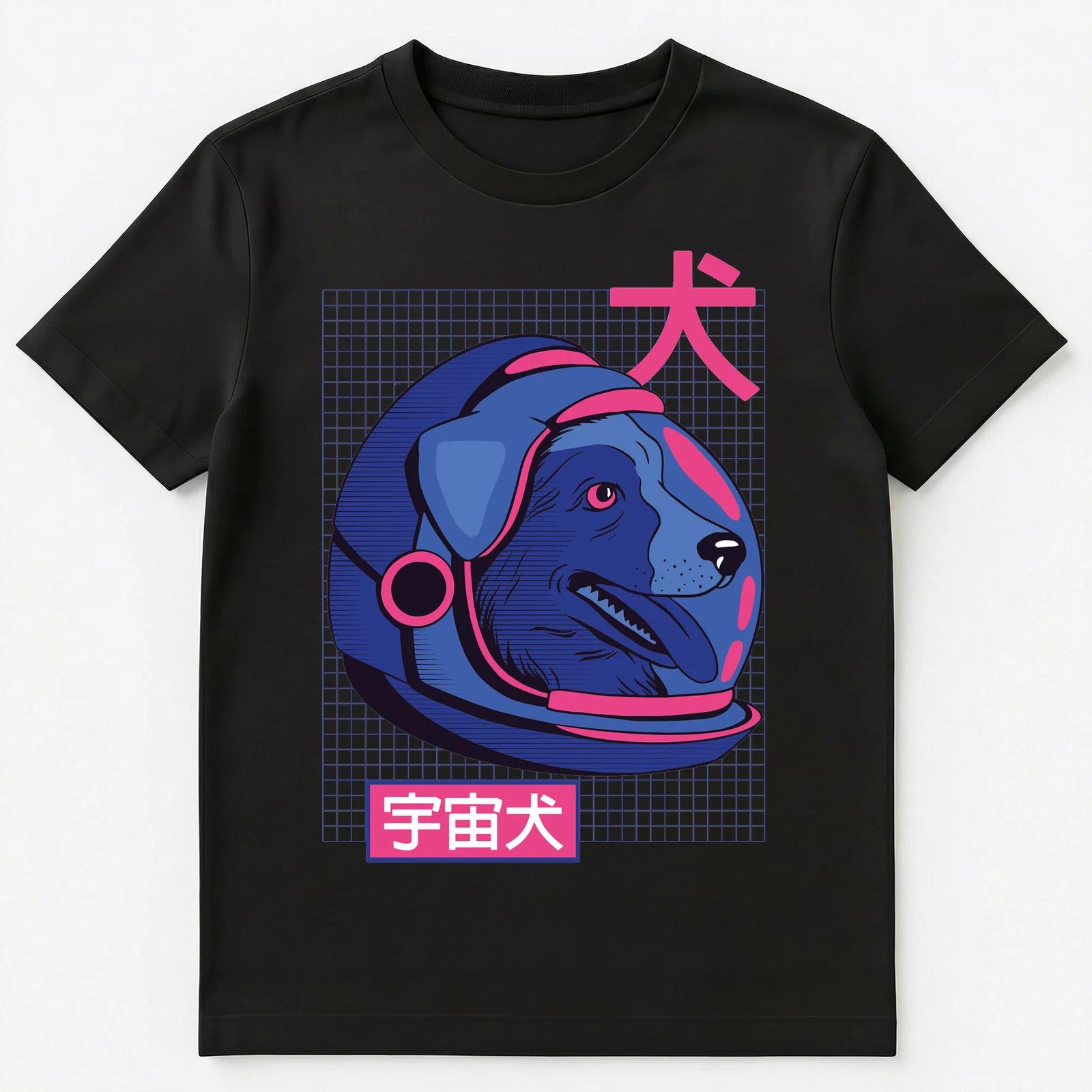 Space Anime Dog Style Japanese Astronaut Graphic Unisex T-Shirt 4XL