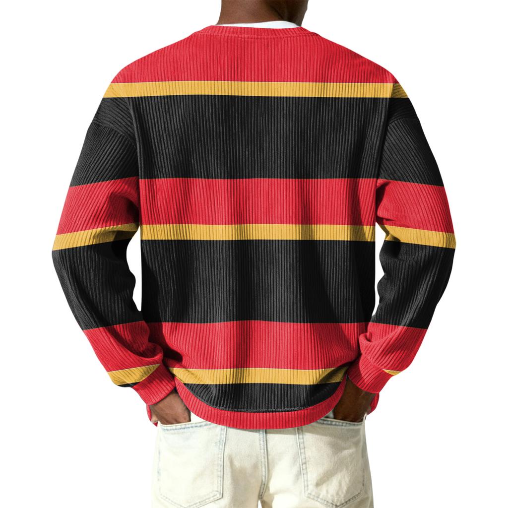 Herren Button-Down Kragen Langarm Rippstrick Pullover