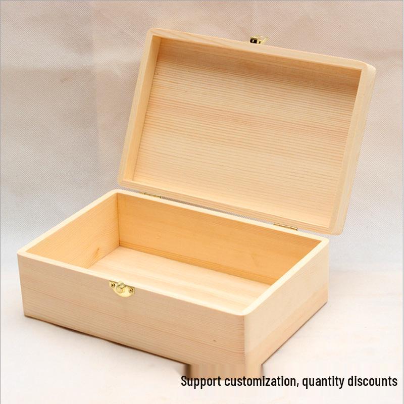 Vintage Solid Wood Rectangular Storage Box with Lid