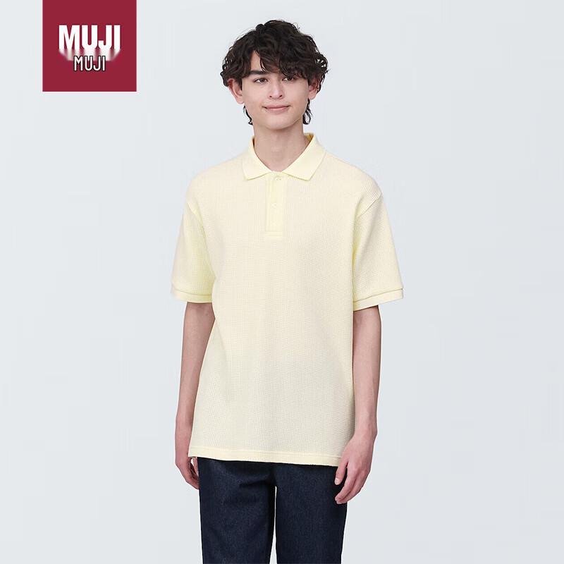 MUJI Men s Waffle Knit Short Sleeve Polo Shirt L