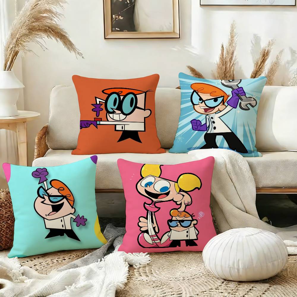 DDexters LLaboratoryDL Pillow Case Square DoubleSided Sofa Cushion Cover Bedroom Bedside Pillow