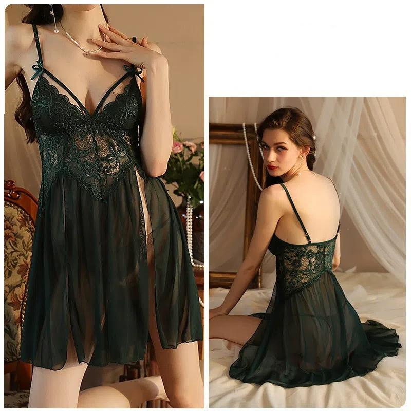 (men's Wardrobe) Women's Erotic Underwear, Sexy Lace Suit with Incision, Nightgown Without a Steel Ring
