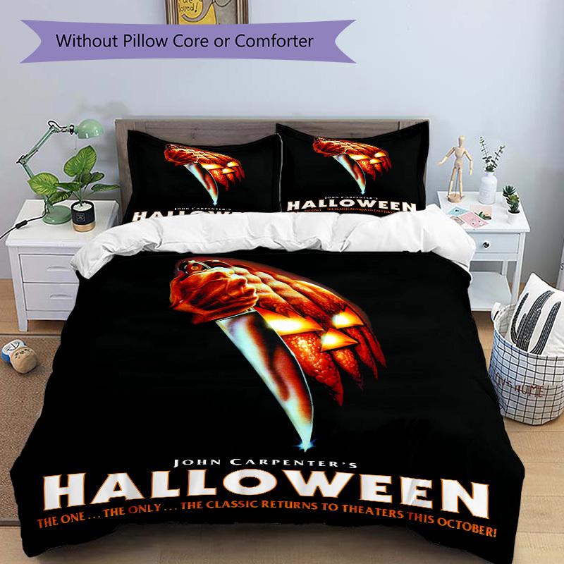 John Carpenter's Halloween Returns to Theaters Bedding Set Comforter Cover Gift for Bedroom,Includes 1 Cover and 2 Pillowcases, No InsertB615