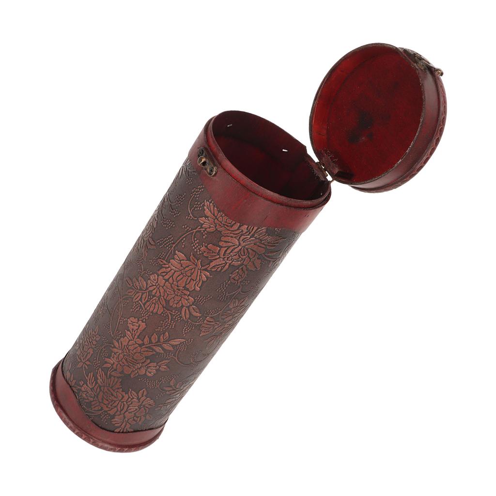 Antikk Finish Tre Vinkasse Drue Mønster Kunstlær Bærbar Rødvin Oppbevaring