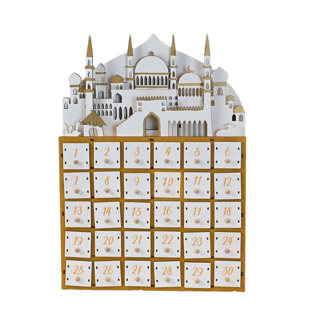 Islamics Home Decors Eid Countdown Calendar 30 Days Drawers LED Lighted Wood Ramadans Advent Calendar for Eid Mubarak