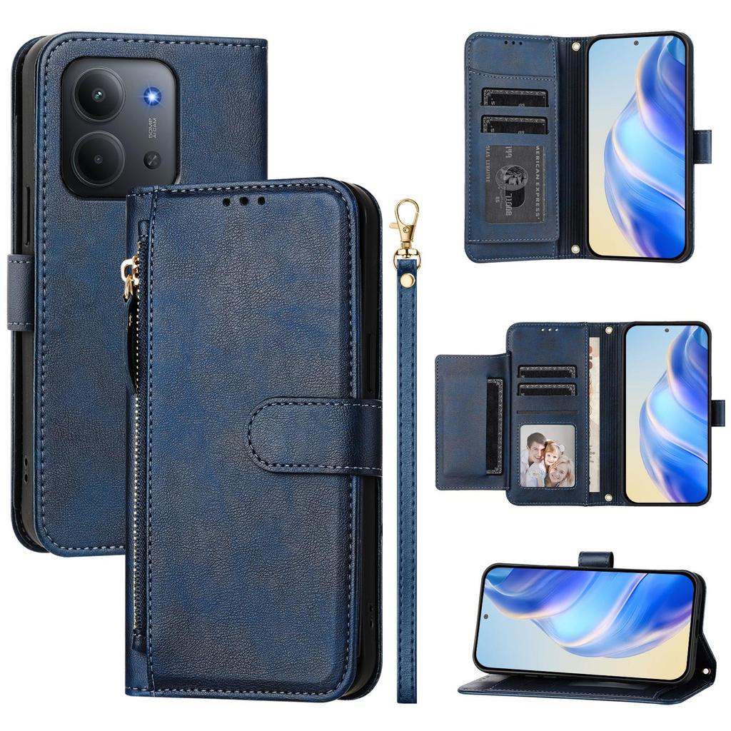 For Xiaomi Redmi 15C 5G (EU) (173mm)/Xiaomi Redmi 15C 4G (EU) (173mm) Case Zipper Pocket Multiple Card Slots Leather Phone Cover