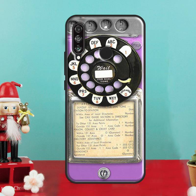 Retro Blue Payphone Vintage For Huawei Nova Y70 Y90 Y60 Y72 Y73 Y61 Y91 9 10 SE 12i 12s 11i 8i P30 P40 Lite P60 Pro Case