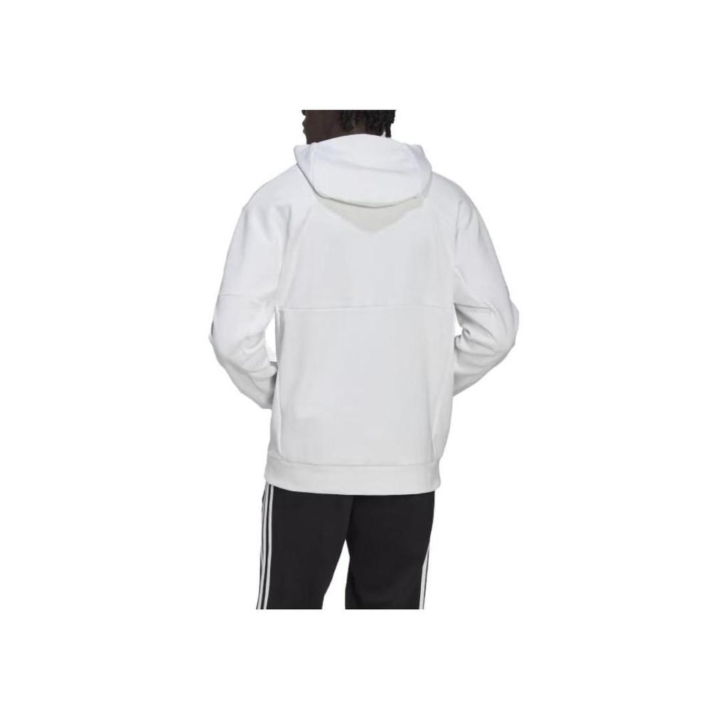 adidas Manchester United Leisure Series Logo Print Long Sleeve Hooded Sweatshirt Sports Casual Pullover Men White HE6643