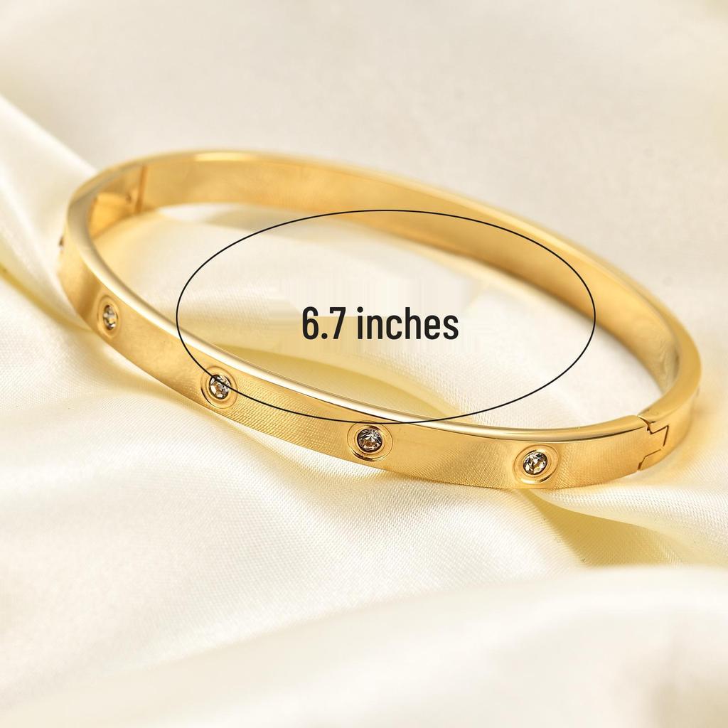 Stylish Zirconia Open Cuff Bracelet - 4MM/6MM Stainless Steel Couple Design