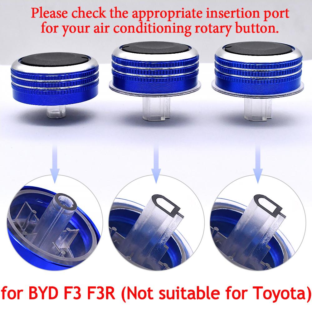 3Pcs Car AC Knob Air Conditioning Knobs Ring Cover Sticker Heat Control Switch Knob Protector for BYD F3 F3R Aluminum Alloy Part