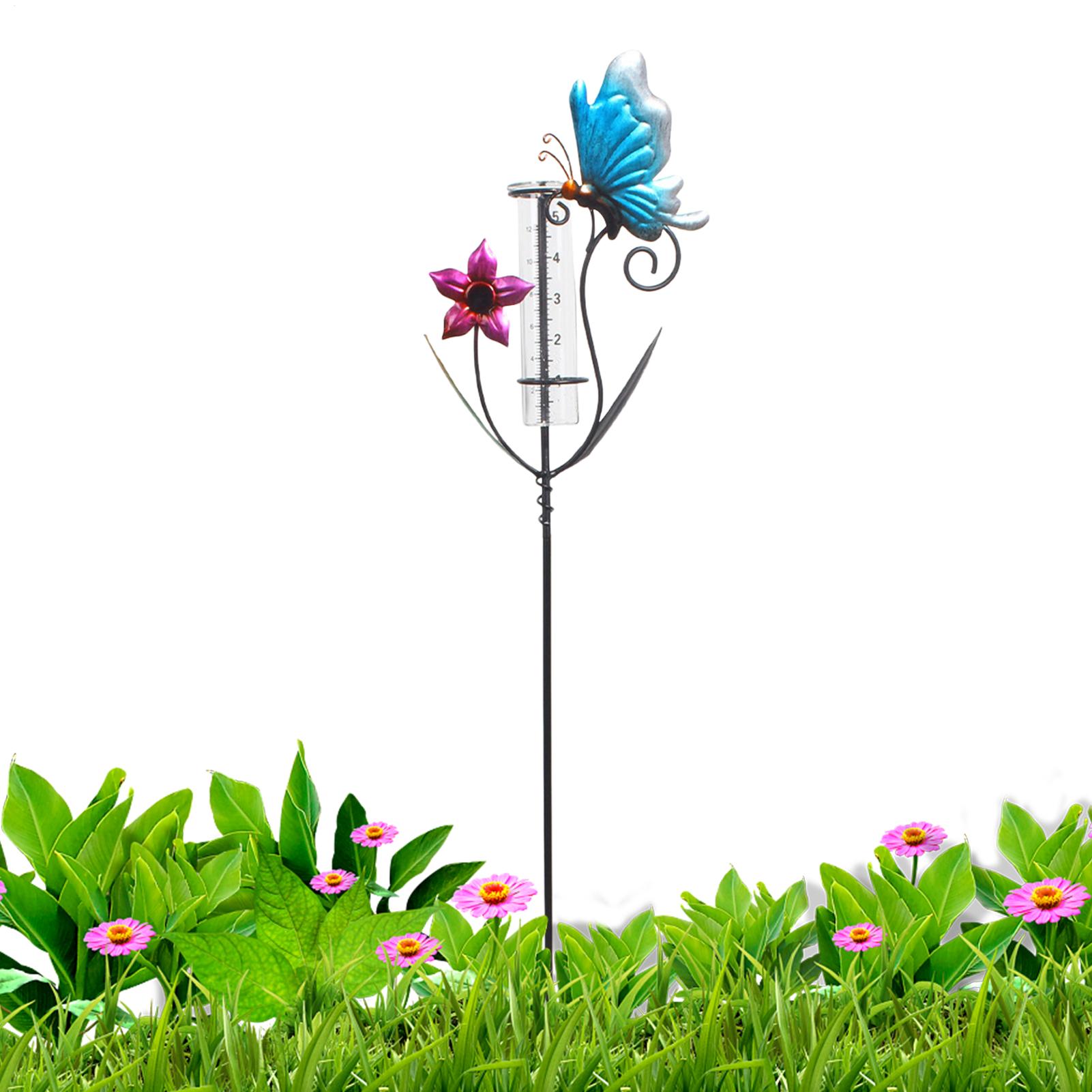 

Outdoor Rain Gauge Butterfly Flower Design Measuring Meter Decor Accurate Scale Rain Gauge For Garden, Lawn, Terrace Landscape China Mainland