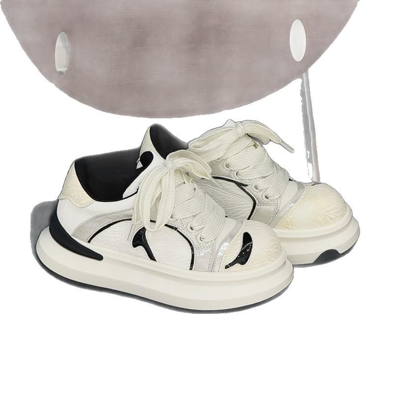 2025 spring and summer new platform bread shoes board shoes color matching versatile height increase casual sports shoes support one 2025