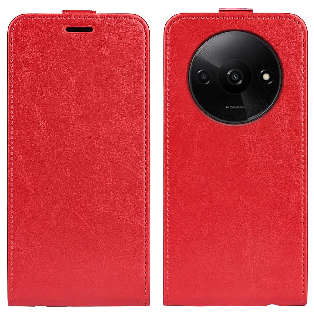 

For Xiaomi Redmi A3 4G/Poco C61 4G Vertical Flip Phone Case Leather Shockproof Protective Cover Red
