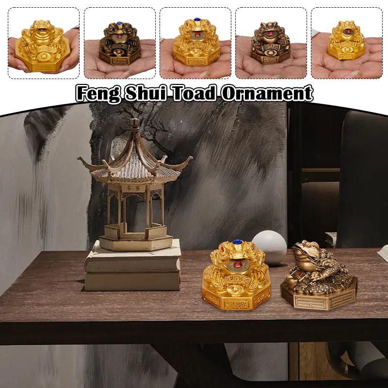 Feng Shui Toad Mascot Crafts Money Lucky Fortune Wealth Chinese Golden Frog Toad Coin Home Office Car Ornaments Lucky Gifts