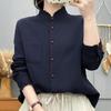 2026 Spring/Autumn Long Sleeve Stand Collar Ruffle Trim Artistic Shirt in Japanese Style - Age-Reducing Versatile Base Layer