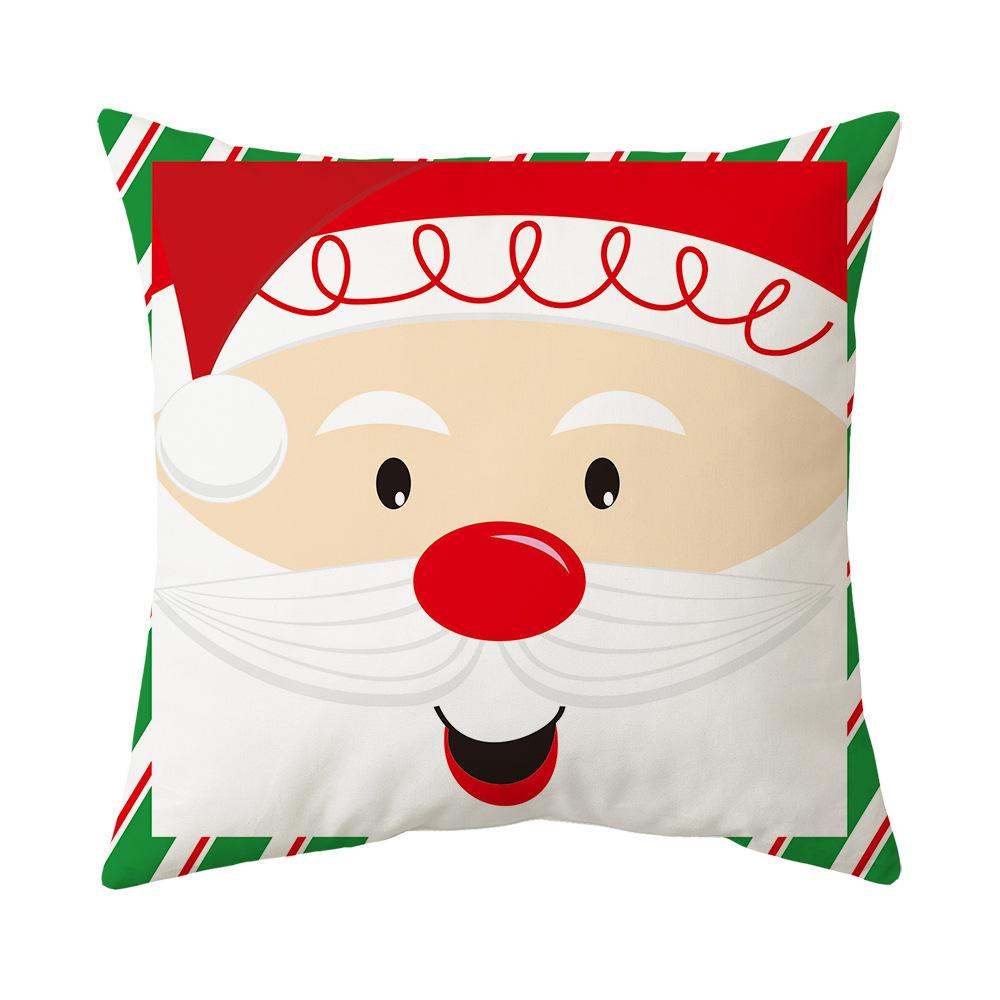 Cute Cartoon Snowman Santa Claus Print Pattern Cushion Cover Home Living Room Sofa Decoration Square Pillow Pillow Cover