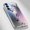 Gradient paw print pattern glass phone case suitable for Samsung GalaxyS26 S25 S24 S22 S21 S20FE/Ultra/Plus anti drop back cover