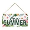 Summer Themed Gifts Wooden Hanging Sign, Beach Theme Welcome Sign Front Door Decor with Coastal Home Decorations Rope, Colorful Hanger for Seasonal