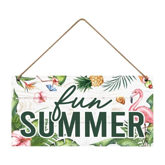 Summer Themed Gifts Wooden Hanging Sign, Beach Theme Welcome Sign Front Door Decor with Coastal Home Decorations Rope, Colorful Hanger for Seasonal