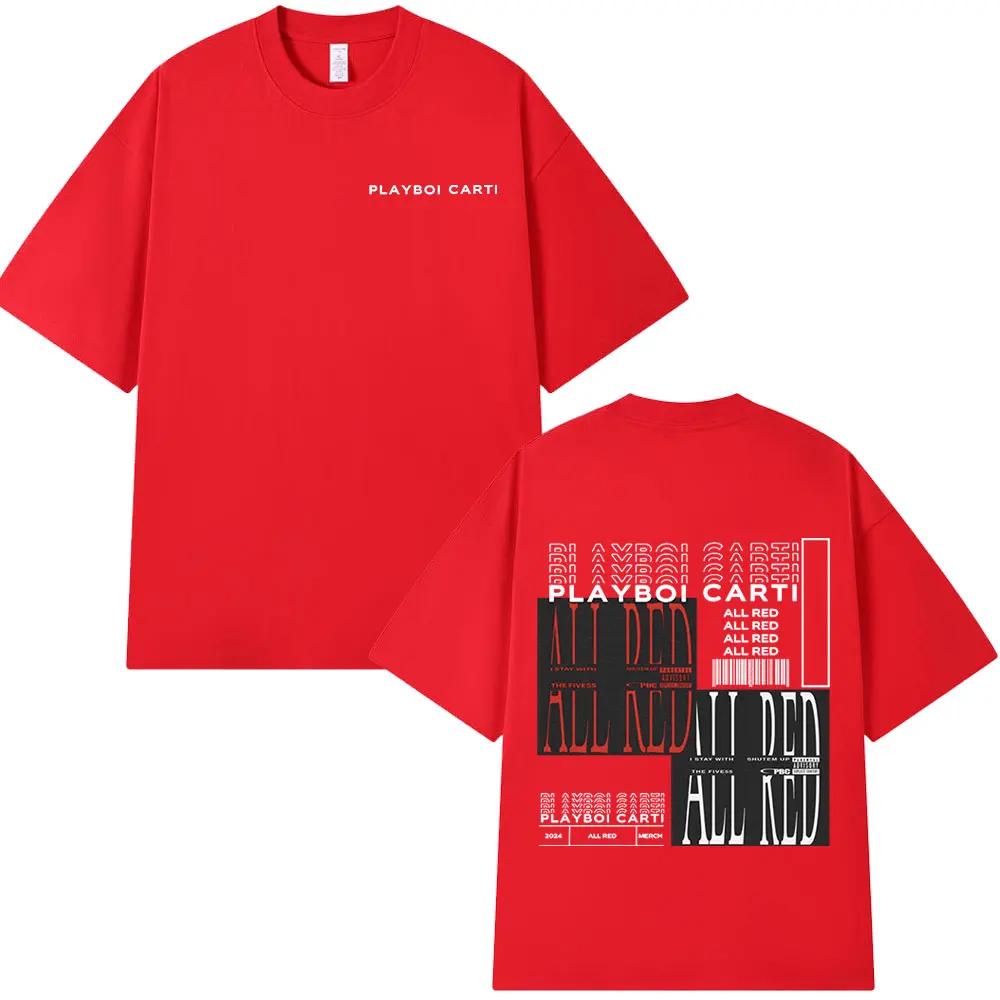 Rapper Playboi Carti All Red T Shirt I Am Music Ken Carson Destroy Lonely Whole Lotta Red Opium Tshirt Unisexs Hip Hop Tshirts S