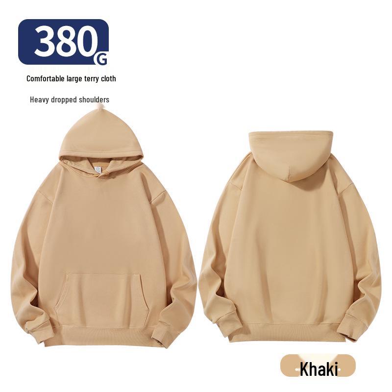 Unisex Heavy-Duty 380g Hoodie, Drop-Shoulder, Loose Fit, Solid Color Cotton, Ideal for Autumn/Winter Sports, Available In Stock. 