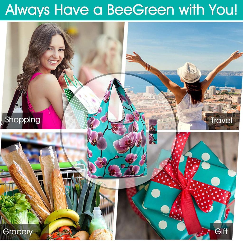 Bolsas de compras reutilizables, bolsas de comestibles plegables con bolsa de transporte con cremallera