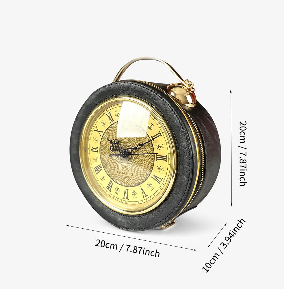 Personalized Creative Clock Shoulder Bag Fun Small Round Clock Chain Crossbody Casual Retro Handbag