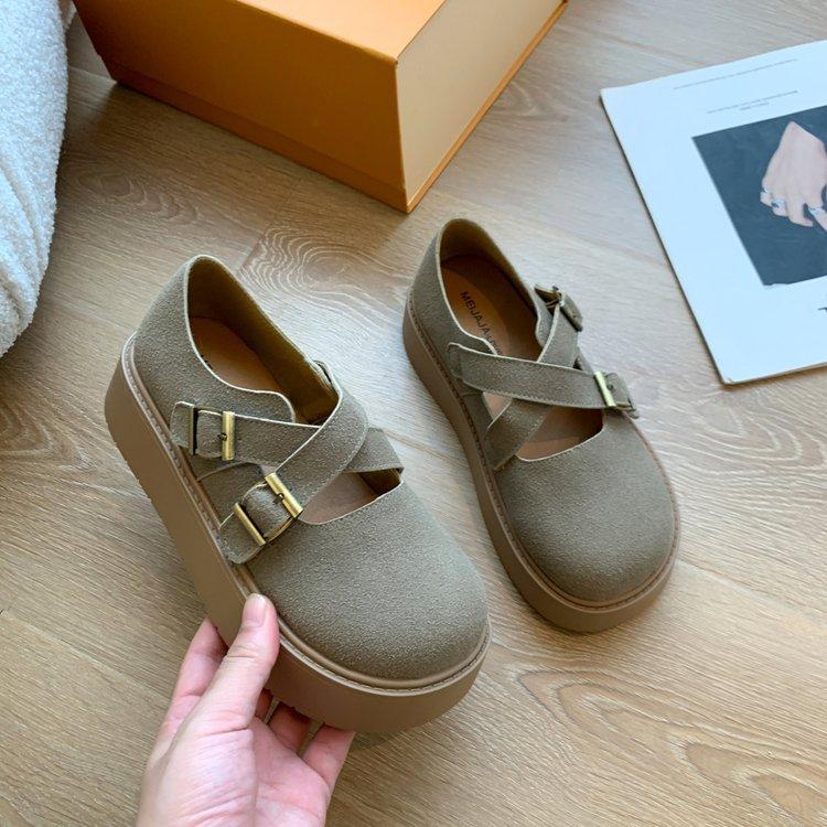 Muffin platform Boken shoes women's shoes 2025 new spring and autumn retro fashion Mary Jane single shoes Boken loafers