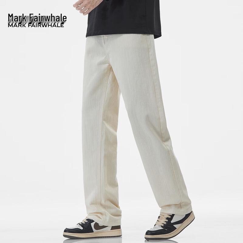 Mark Fairwhale Men's Casual Loose Straight-Leg 100% Cotton Jeans
