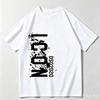 Splatter Ink Letter Graphic T Shirt Vertical Text Print Oversized Crew Neck Short Sleeve Unisex Streetwear Tops