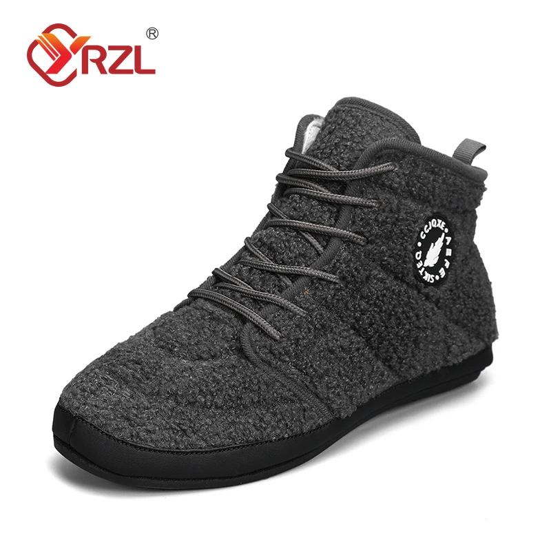 

YRZL New Casual Shoes Soft Non-slip Fluffy Cotton Shoe Design Plush Winter Warm Men s Shoes Indoor Outdoor Walking Shoe for Men 39 сірий