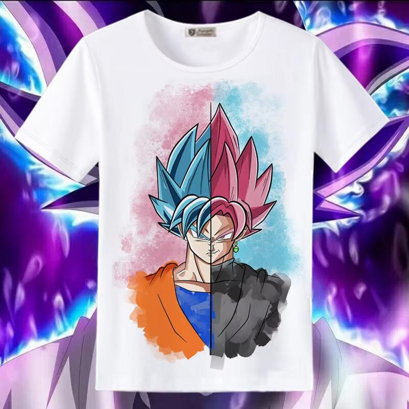Dragon Ball Animation Derivatives Goku Vegeta Buu Frieza Printed Short Sleeve T-shirt Unisex's and Women's Fashion Cotton Top