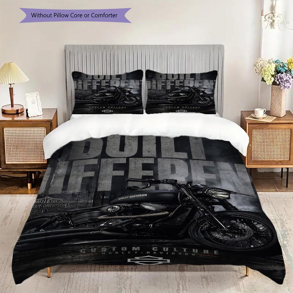 Elegante Biancheria da Letto Personalizzata per la Cultura delle Moto(1 * copripiumino + 2 * federa, senza nucleo) Set biancheria da letto Regalo di Natale per compleanno Morbido e confortevole