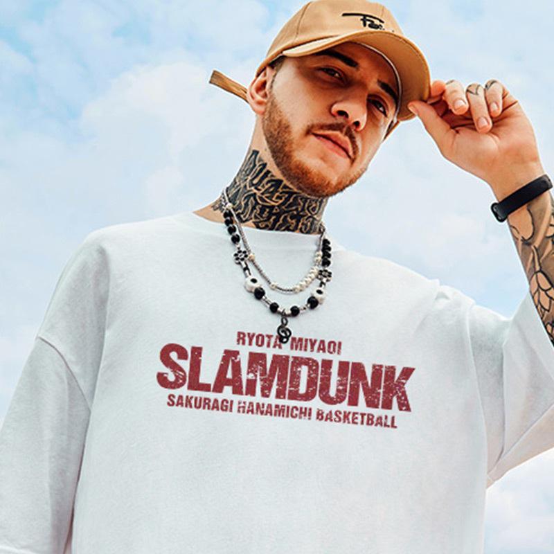 Tricou Larg cu Mâneci Cinci Sferturi pentru Bărbați cu Desen Animat Anime 2023 - Ediția Slam Dunk