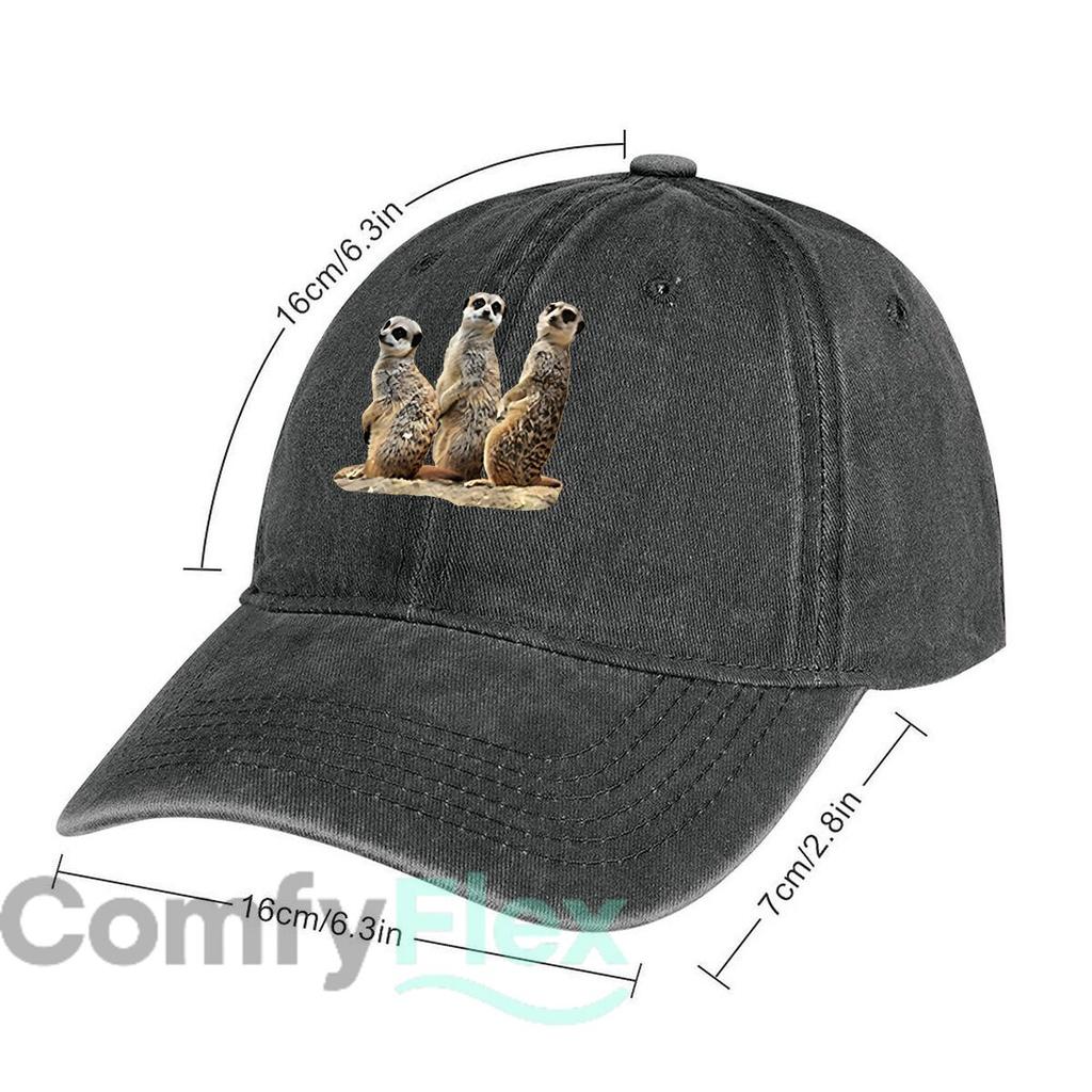 Erdmännchen-Trio Wildtier-Fandom, Süße Vibes verbreitend Gewaschene Baseballkappe Outdoor Für Damen Unisex FeUnisex Mode Dad Hat Hip Hop