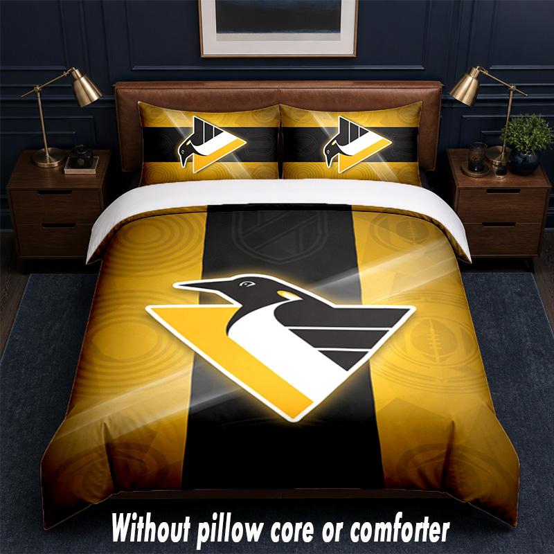 Pittsburgh Penguins Design Bed Bedding Set 1 Duvet Cover + 2 Pillowcases Soft Breathable Household Bed Linens