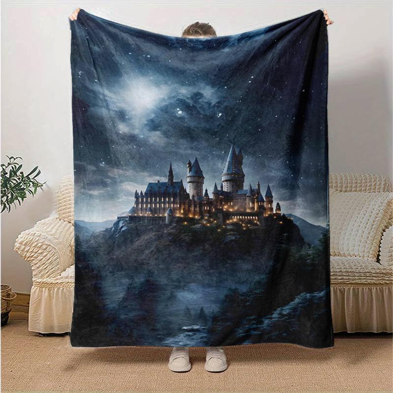 Hogwarts Castle Night Sky Fantasy PosterPrint Blanket, Soft Blanket For Sofa Office Bed And Travelling Daughter Birthday Gift esj234