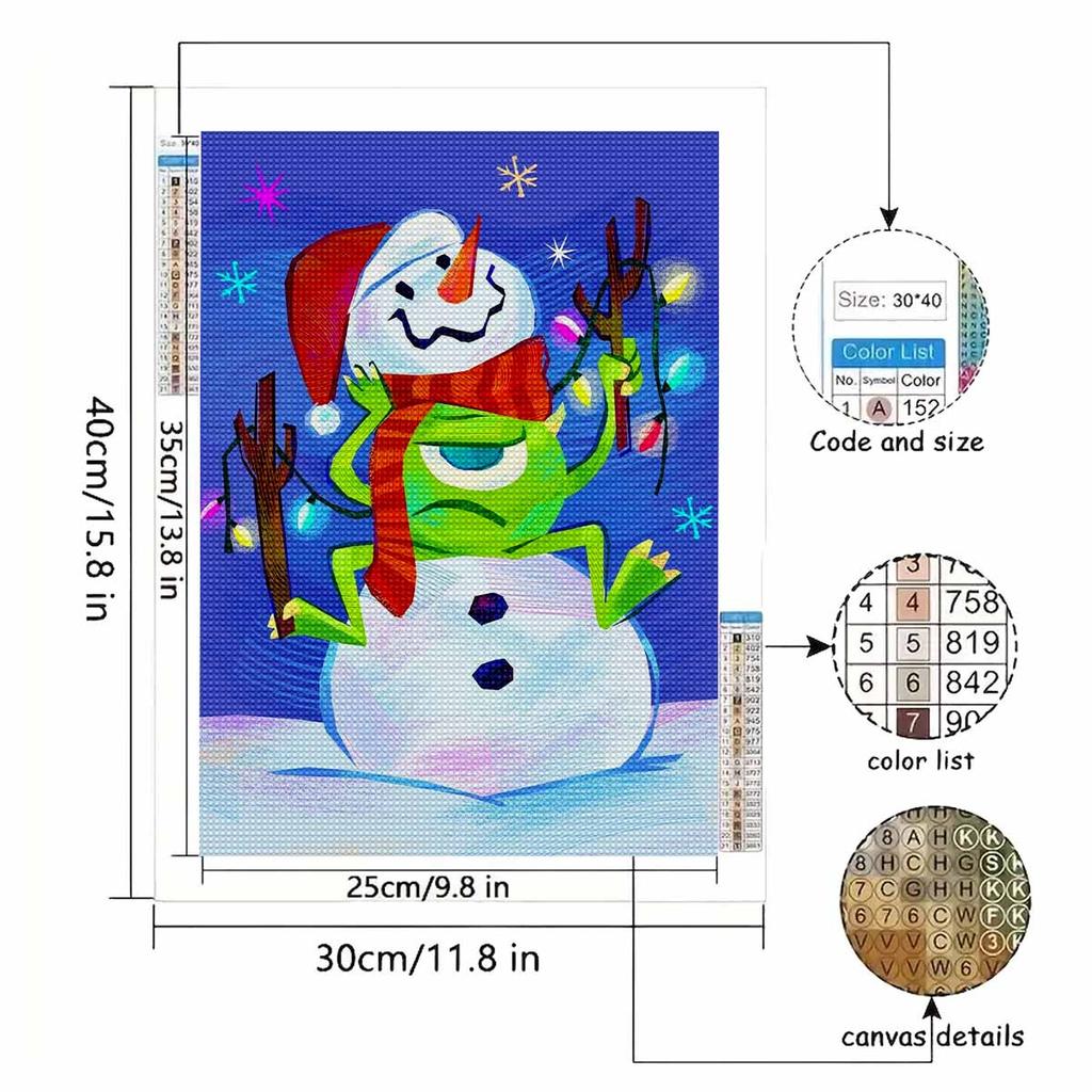 5D Diy Diamond Painting The Snowman and The Big-eyed Boy Full Drill Rhinestones Mosaic Embroidery Handmade Products Home Decor Gift