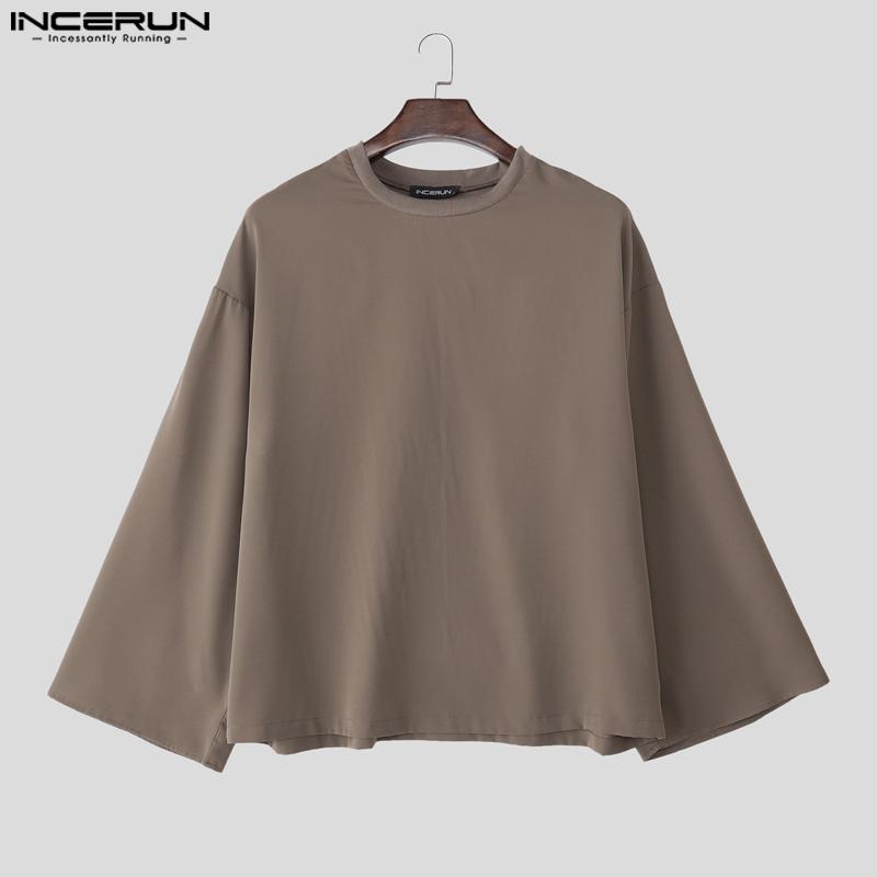 INCERUN Two Piece Suit Men Drop Shoulder Long Sleeve Tops Long Pants Casual Sets