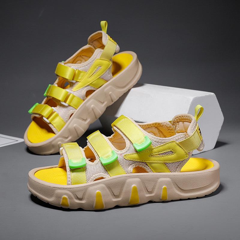 Fashion 2024 Summer Trendy Green Couples Shoes Men's Beach Shoes  Women's Chunky Sandal Lightweight Peep-Toe Shoes Zapatos Para Mujeres