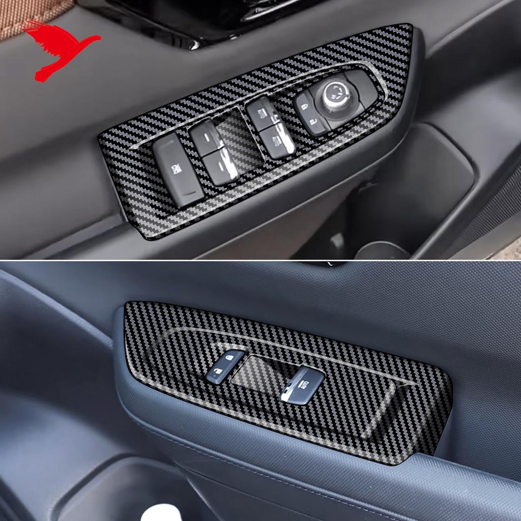 For Subaru Forester 2025 Car Interior Accessories Window Switch Cover Decor Trim Carbon Fiber Style Accessories Black Chrome 4PC