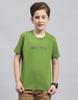 MONTE CARLO Boys Green Printed Round Neck Half Sleeve Regular Fit T-Shirt