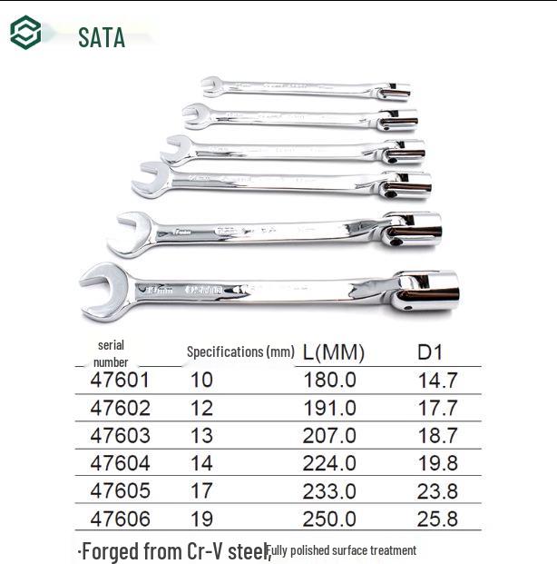 SATA Fully Polished Socket & Open-End Wrench Set (47601-47606)