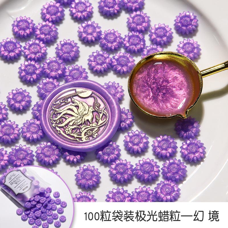 100Pcs/bag Sunflower Enamel Wax Particles Translucent Color DIY Invitation Envelope Seal Full Set of Wax Making Materials