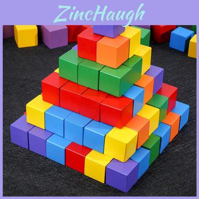 Bloques de Construcción de Cubos de Madera de Colores Juguetes Educativos Para Niños Aprendizaje de Geometría